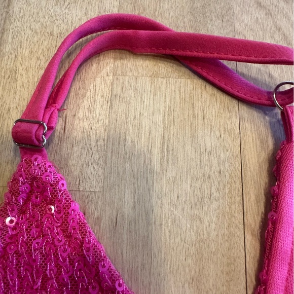 Pink All Over Sequined Spaghetti Strap Adjustable Strap Lined Tank Top - Picture 3 of 8
